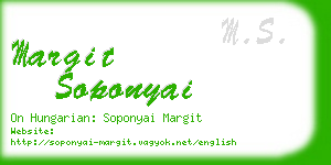 margit soponyai business card